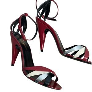 Saint Laurent Kristen 95 Calfskin Heels 36 Red Multicolor Italy Stiletto 6